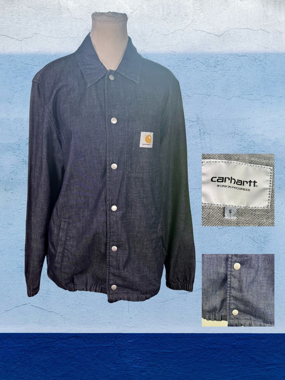 Carhartt Blake Work in Progress Dark Wash Snap Workwear Coach Jacket Size S